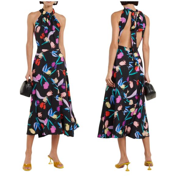 Rotate Birger Christensen NWT Frederikke Floral Halterneck Maxi Dress Sz 38 US 8 - Picture 1 of 13